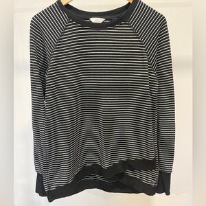Asymmetrical Long Sleeve Sweater Black White striped Women's Small Active Wear